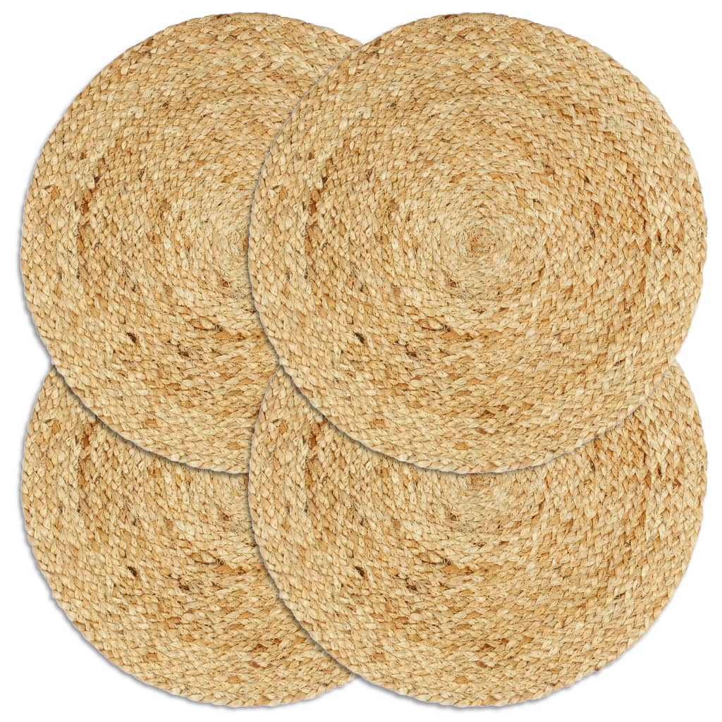 dækkeservietter 4 stk. rund 38 cm jute naturfarvet billede