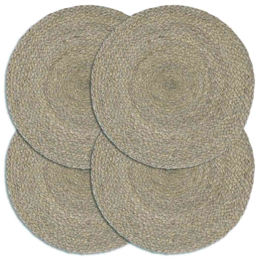 dækkeservietter 4 stk. rund 38 cm jute grå billede