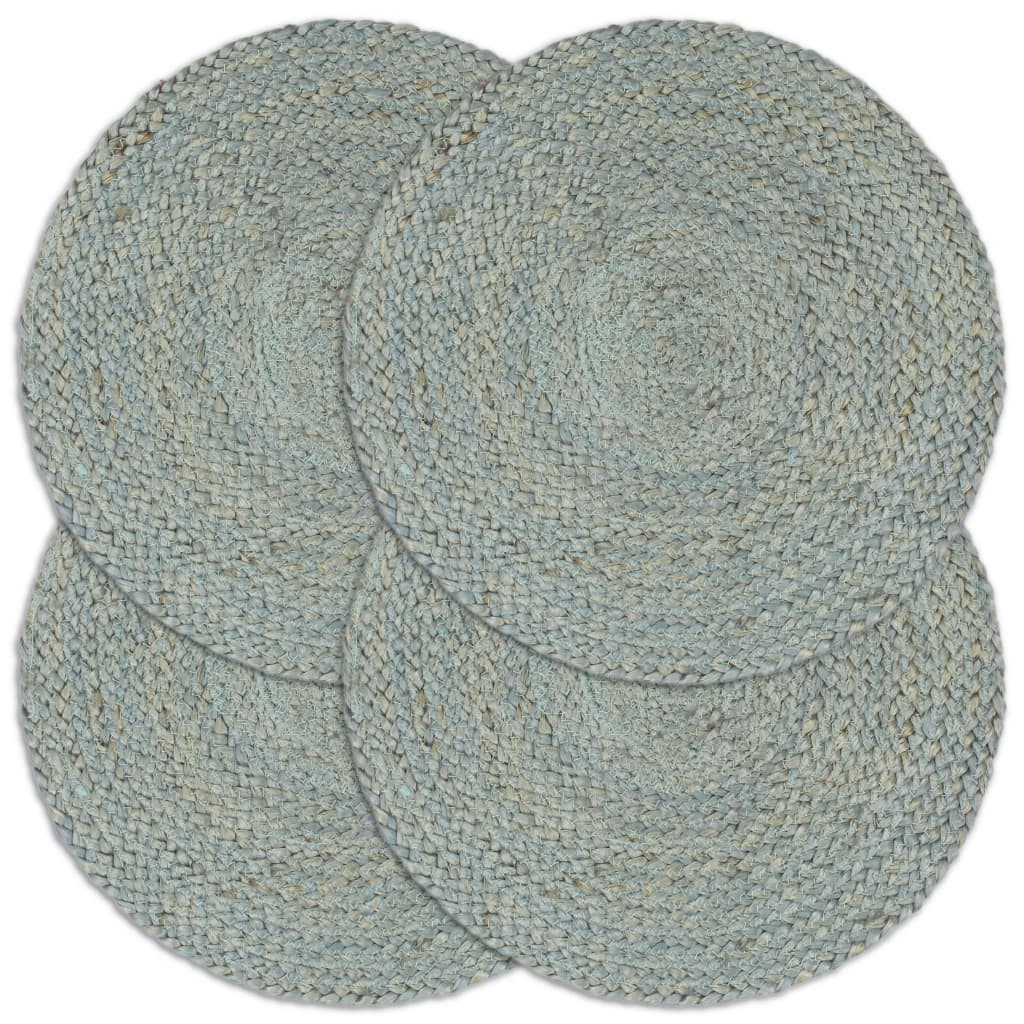 dækkeservietter 4 stk. rund 38 cm jute olivengrøn billede