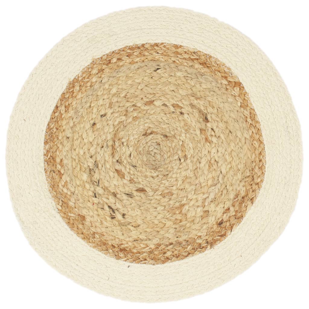 dækkeservietter 4 stk. rund 38 cm jute og bomuld naturfarvet