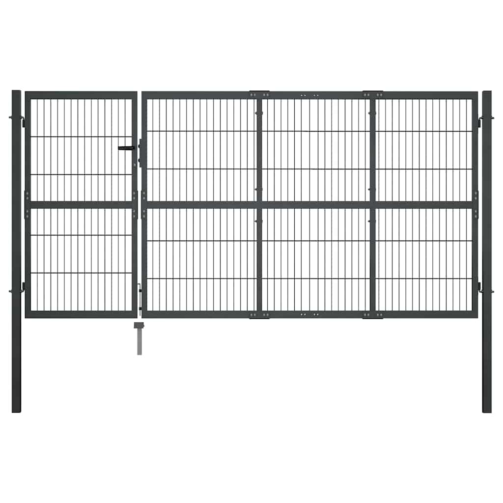 havelåge med stolper stål 350x120 cm antracitgrå