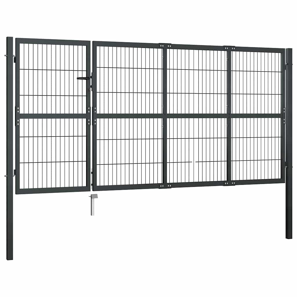 havelåge med stolper stål 350x120 cm antracitgrå