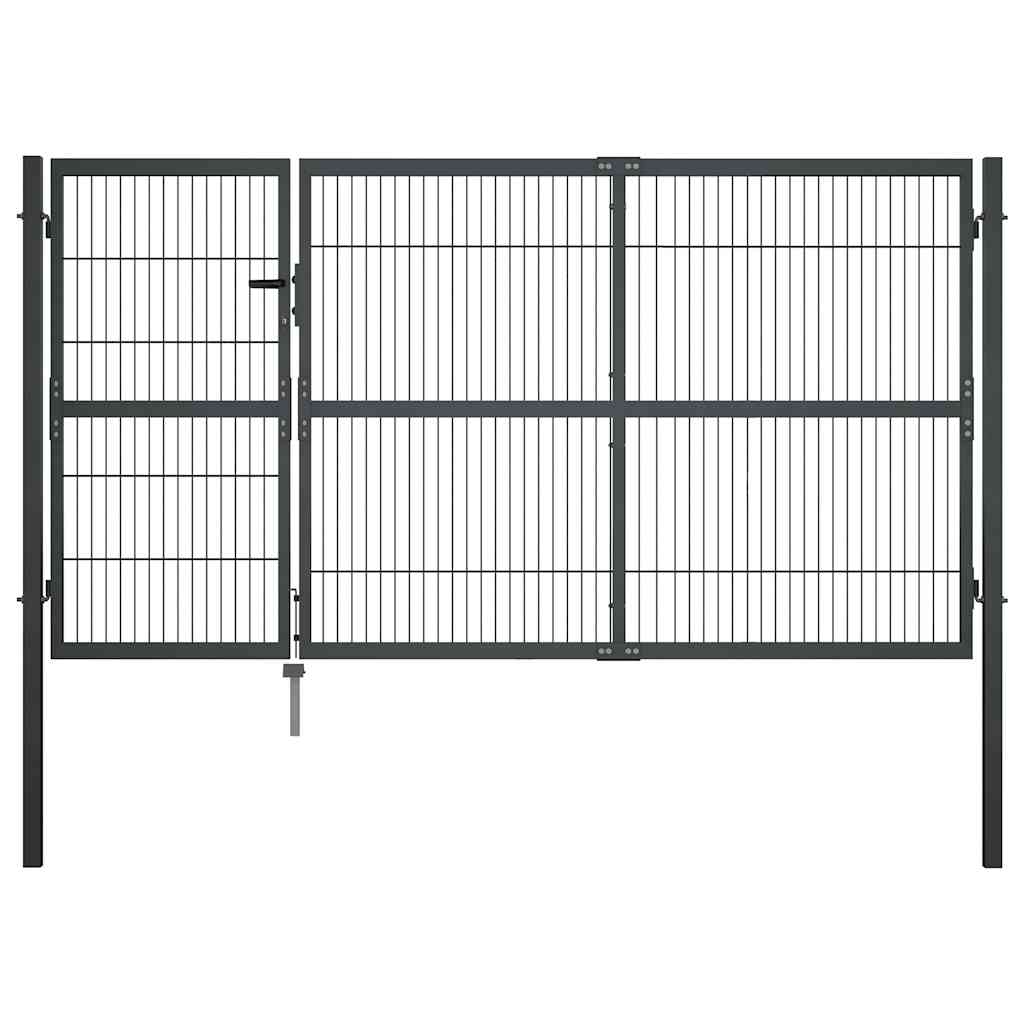 havelåge med stolper stål 350 x 140 cm antracitgrå