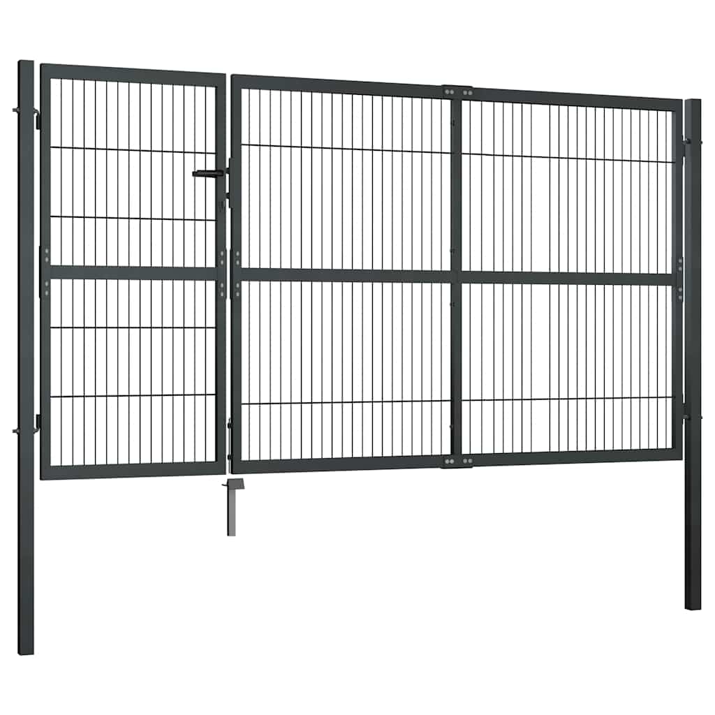 havelåge med stolper stål 350 x 140 cm antracitgrå