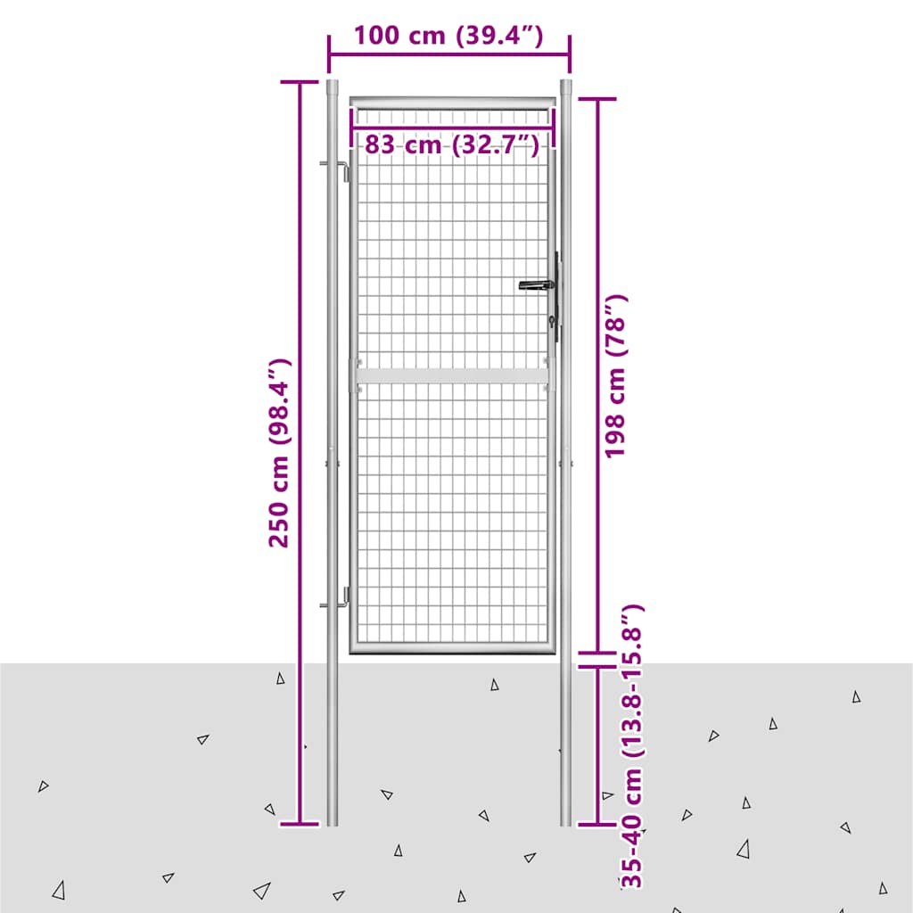 havelåge galvaniseret stål 100x200 cm sølv