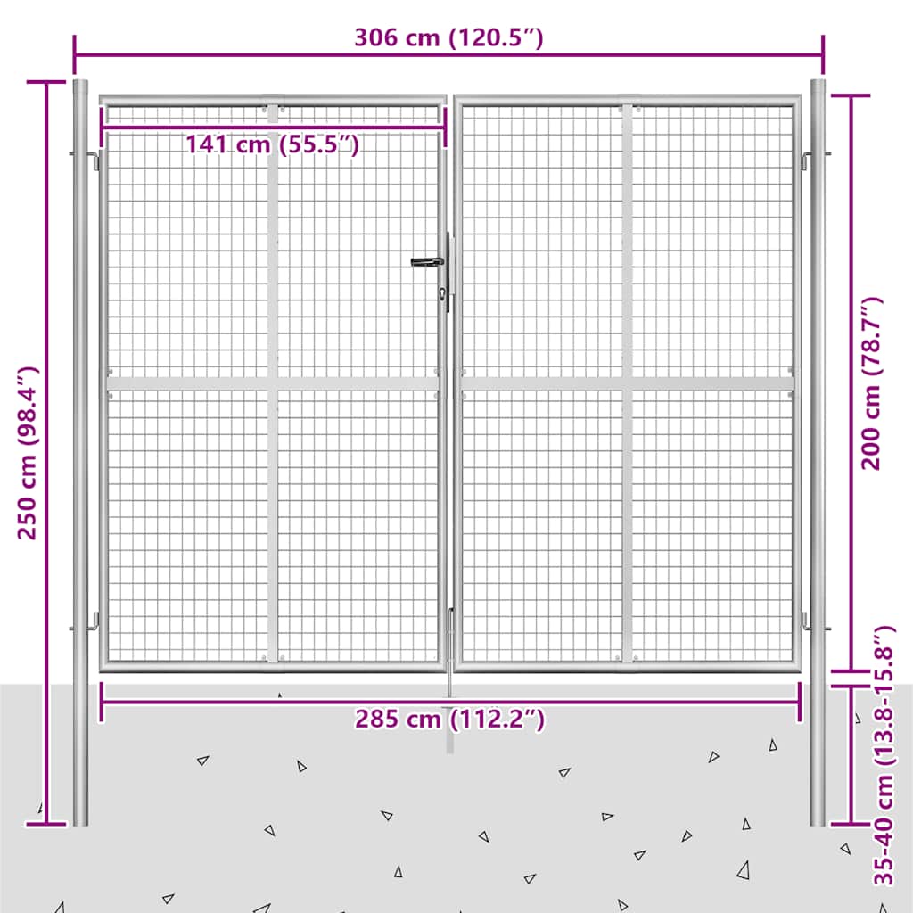 havelåge galvaniseret stål 300x200 cm sølv