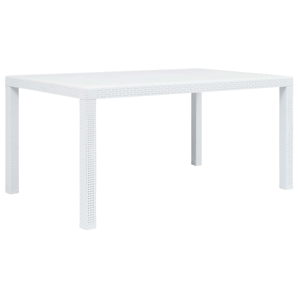 havebord hvid 150 x 90 x 72 cm plastik rattanlook billede