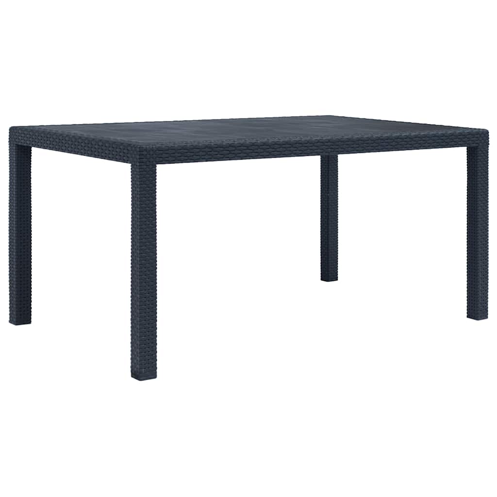 havebord 150 x 90 x 72 cm plastik rattanlook antracitgrå billede