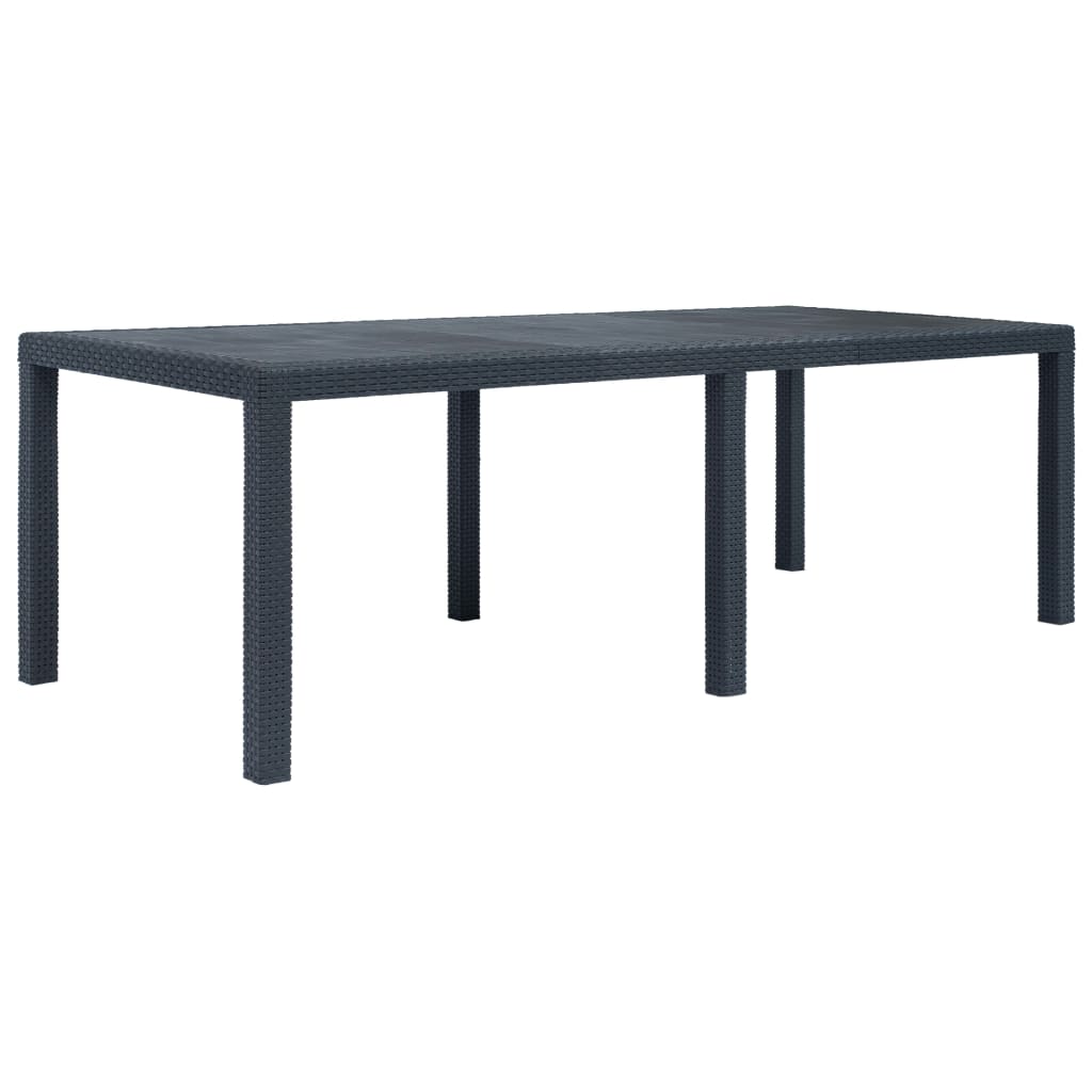 havebord 220 x 90 x 72 cm plastik rattanlook antracitgrå billede