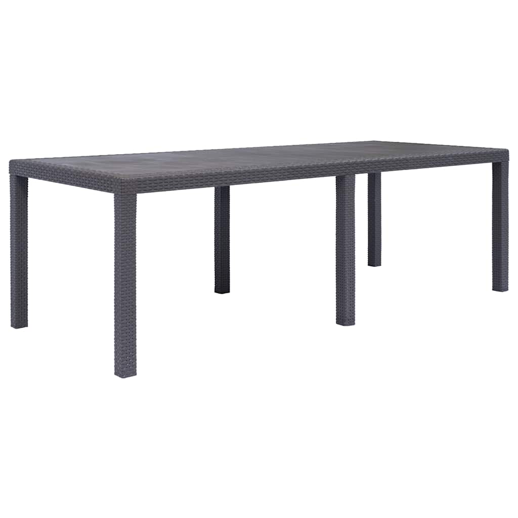 havebord 220 x 90 x 72 cm plastik rattanlook brun billede