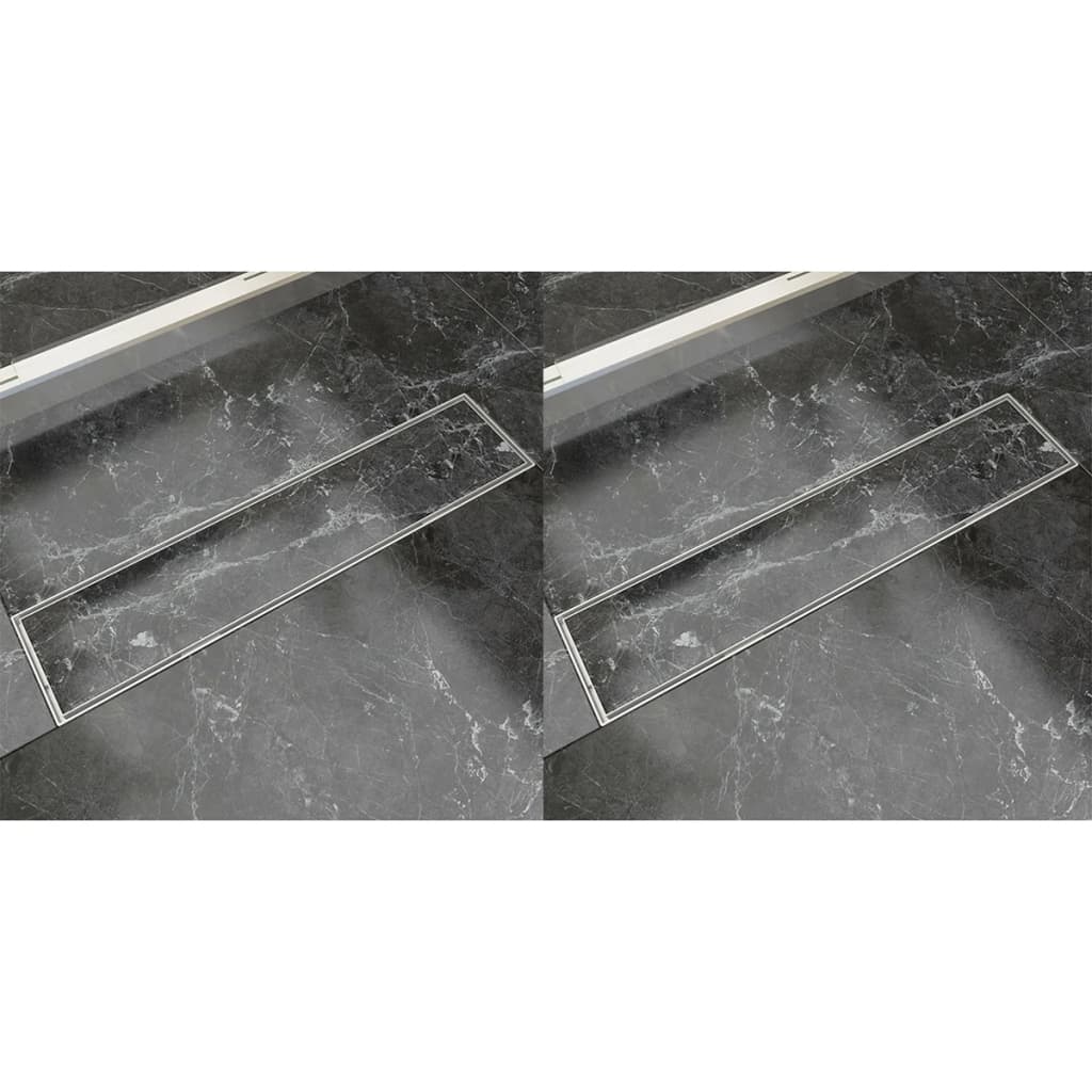 lige bruseafløb 2 stk. 530 x 140 mm rustfrit stål