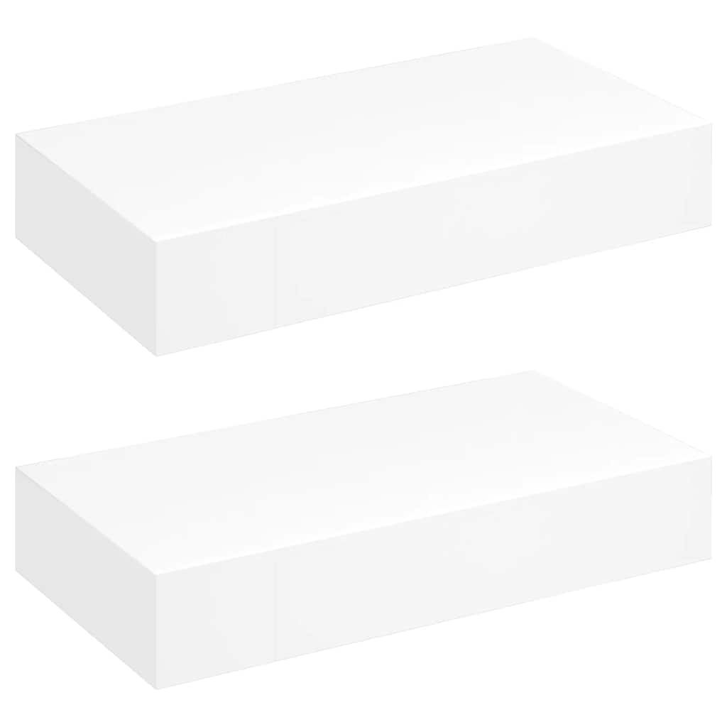 svævende væghylder med skuffer 2 stk. 48 cm hvid