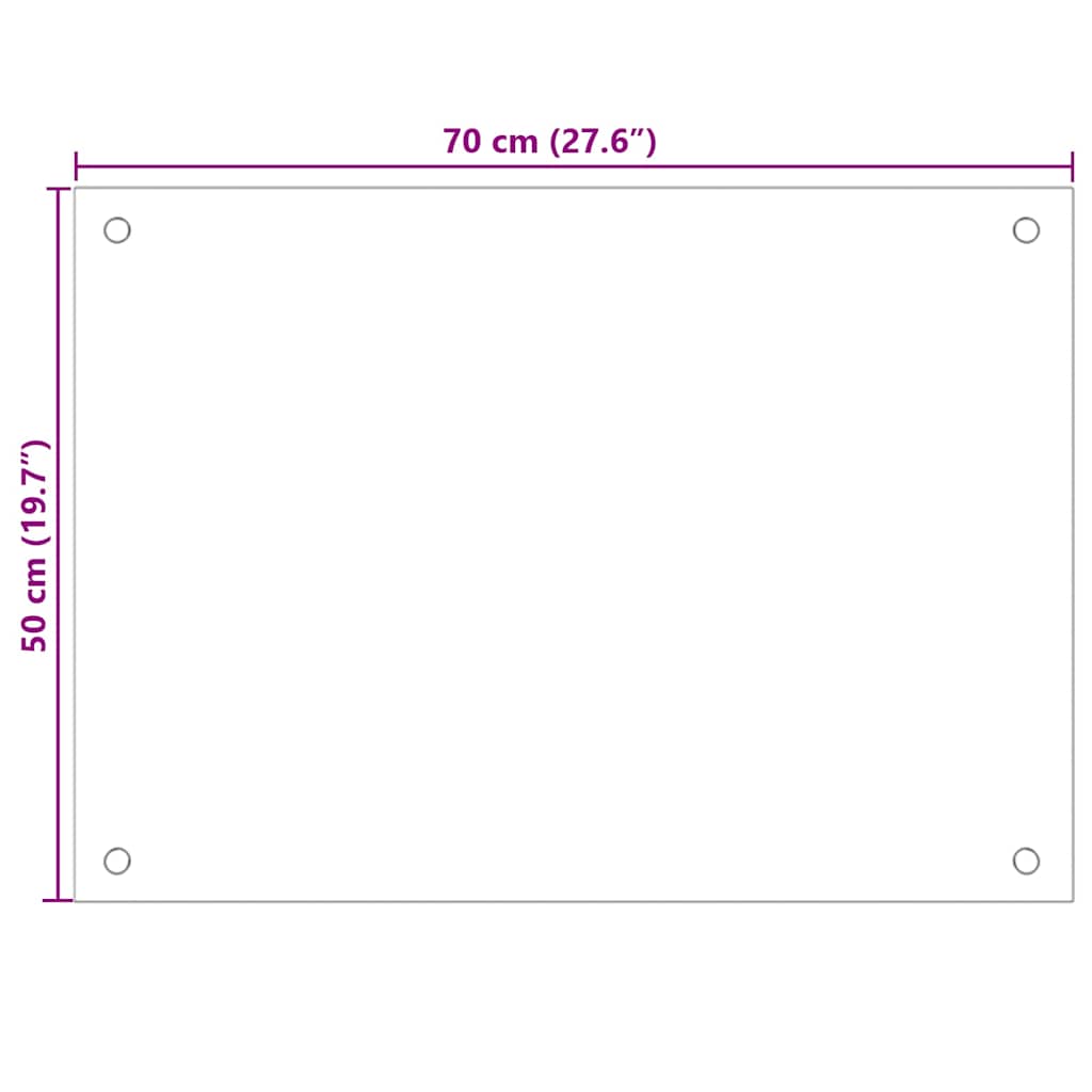 stænkplade 70x50 cm hærdet glas gennemsigtig
