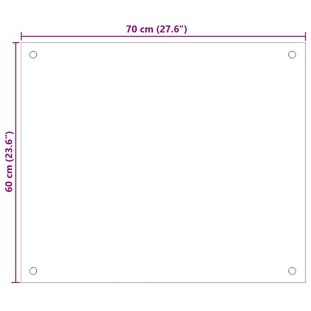stænkplade 70x60 cm hærdet glas gennemsigtig