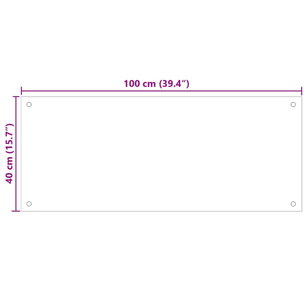 stænkplade 100x40 cm hærdet glas gennemsigtig