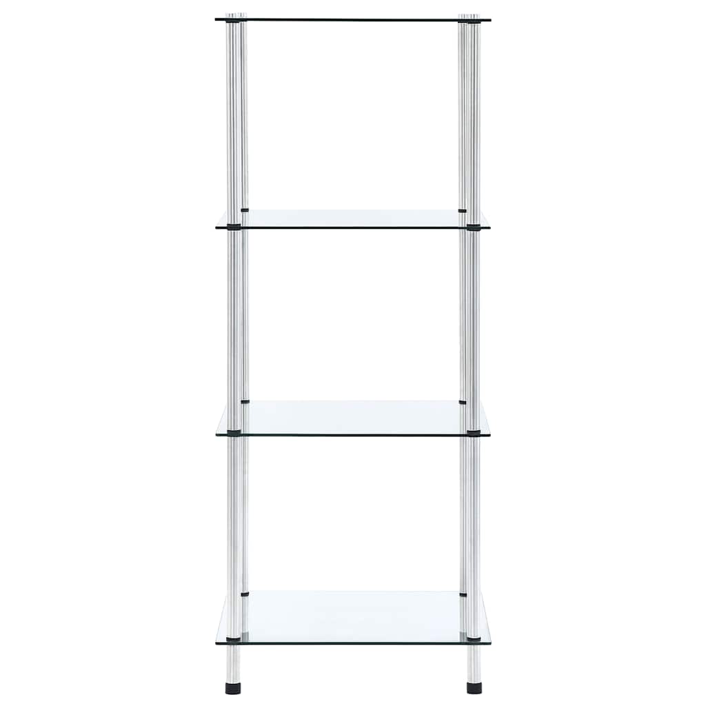 reol 4 hylder 40x40x100 cm hærdet glas transparent
