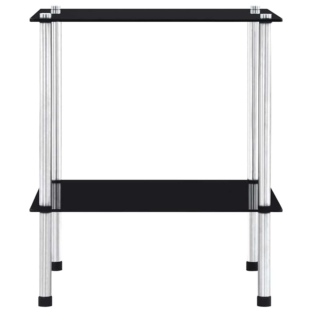 reol 2 hylder 40x40x47 cm hærdet glas sort