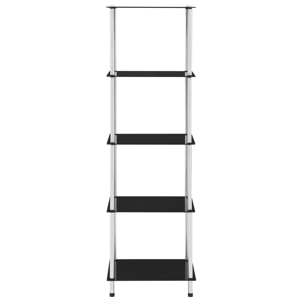 reol 5 hylder 40x40x130 cm hærdet glas sort