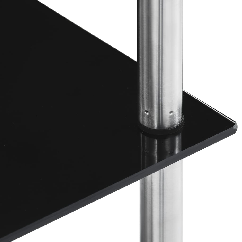 reol 5 hylder 40x40x130 cm hærdet glas sort
