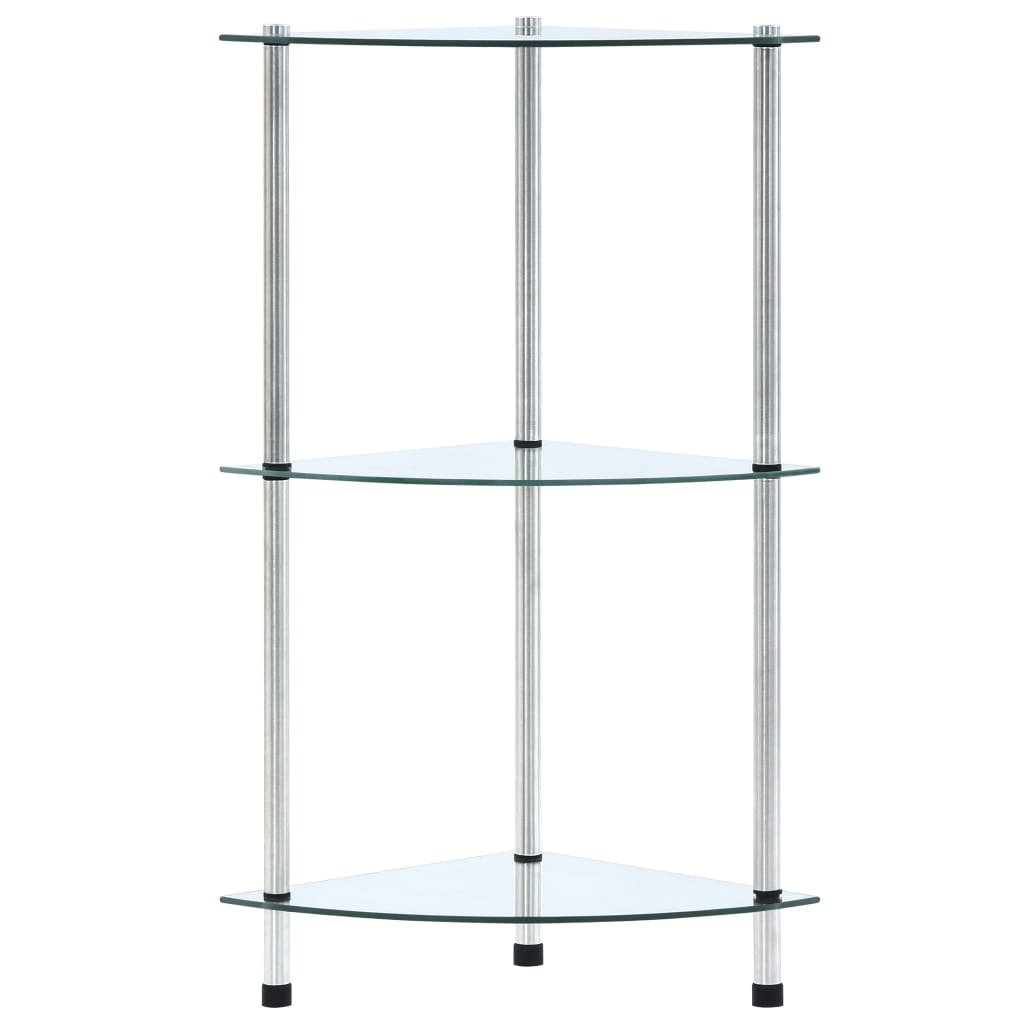 reol 3 hylder 30x30x67 hærdet glas transparent