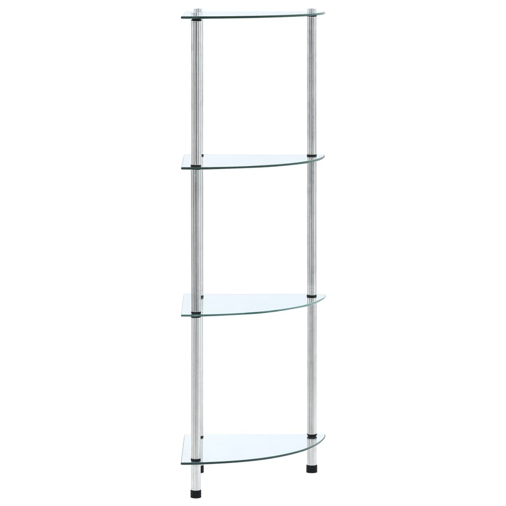 reol 4 hylder 30x30x100 cm hærdet glas transparent
