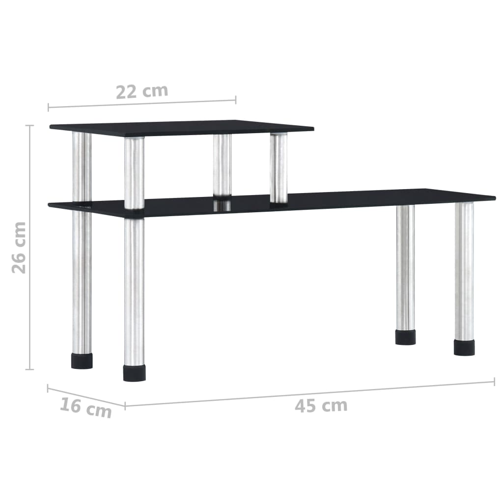 køkkenreol 45x16x26 cm hærdet glas sort