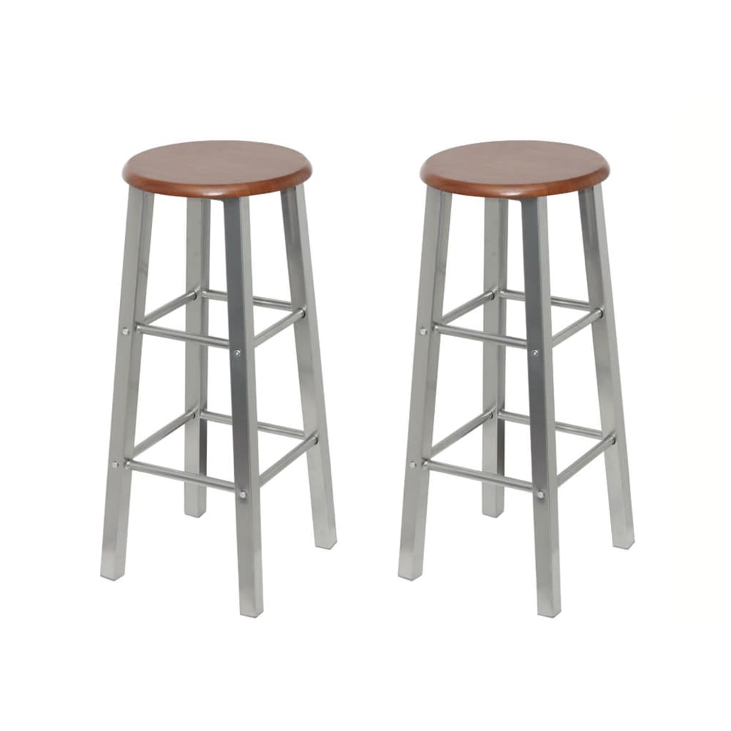 Barstole i metal med brunt MDF-sæde - 2 stk., 70 cm