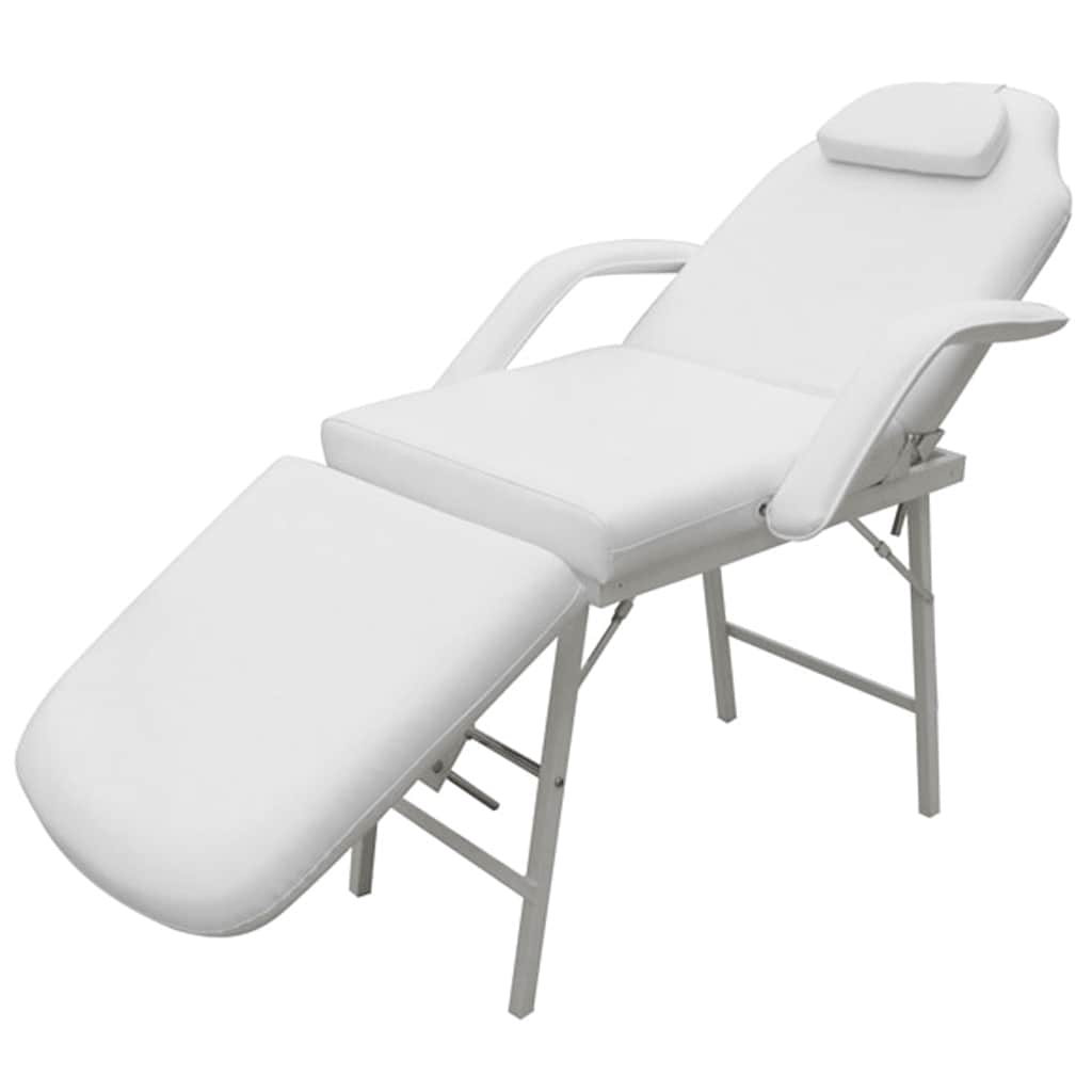 mobil ansigtsbehandlingsstol 185 x 78 x 76 cm kunstlæder hvid billede