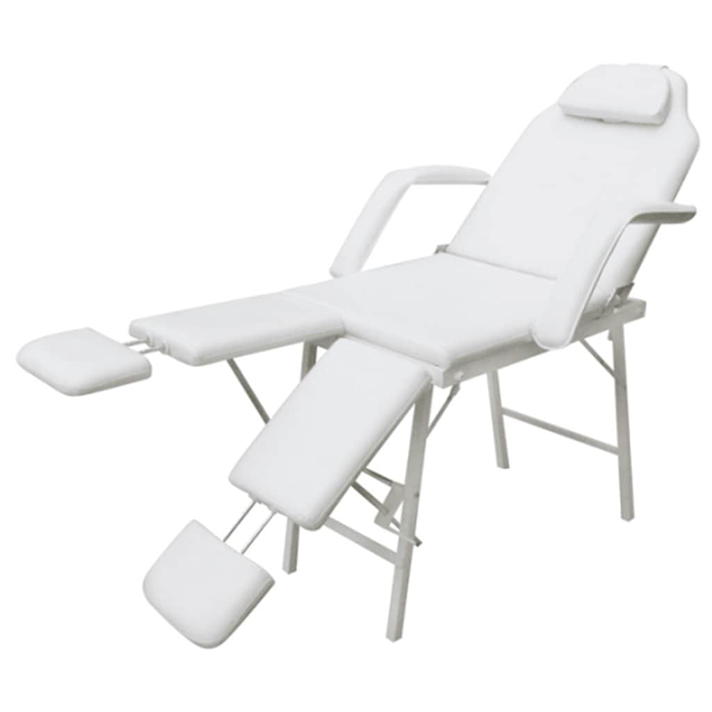 mobil ansigtsbehandlingsstol kunstlæder 185 x 78 x 76 cm hvid billede