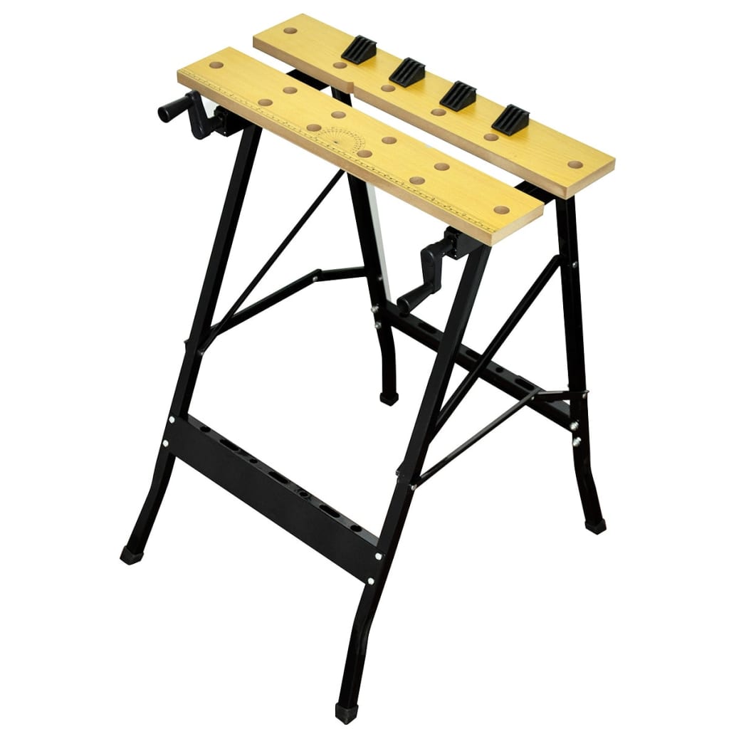 Sammenklappelig arbejdsbænk i MDF - gul/sort, 62 × 56 × 75 cm