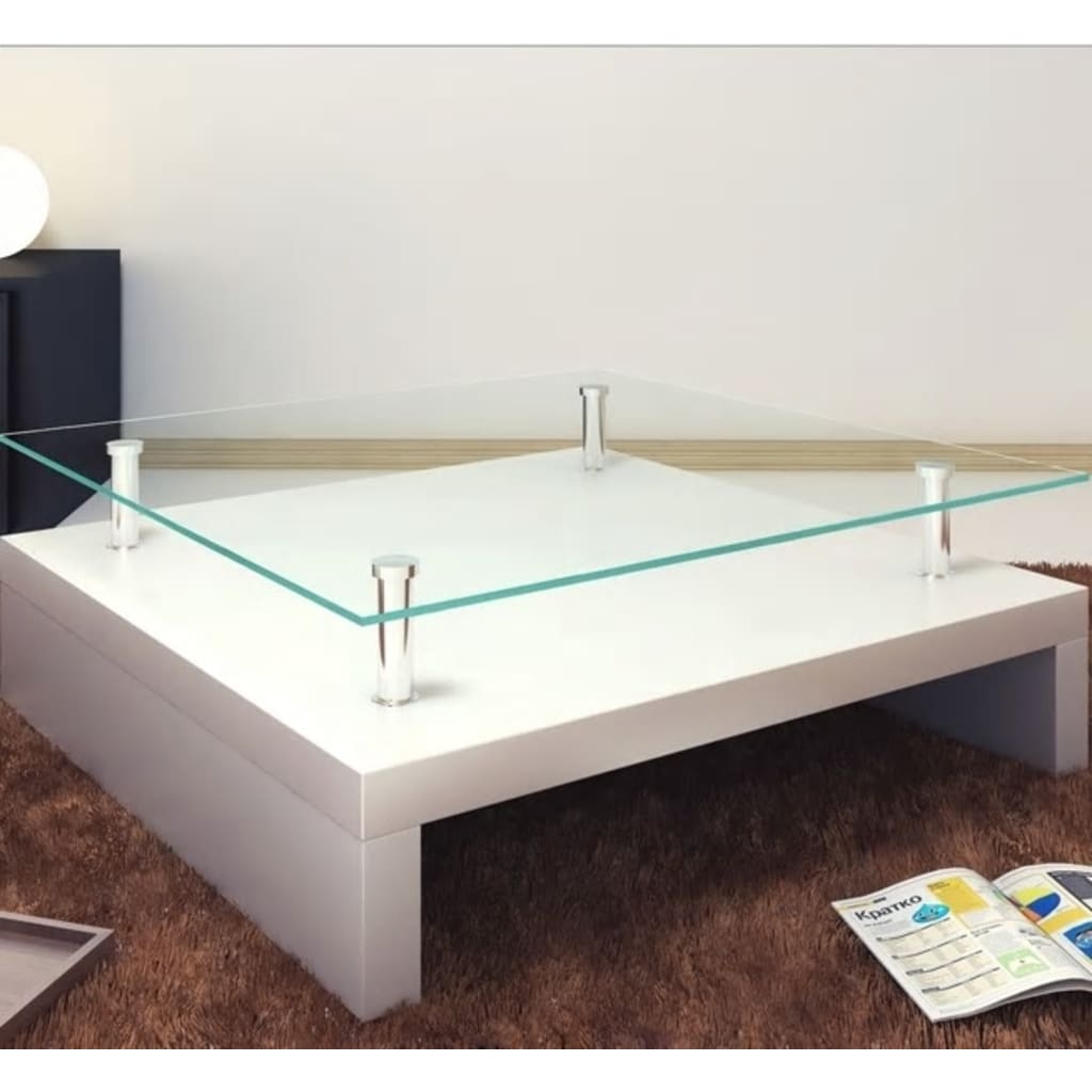 sofabord med glasbordplade hvid