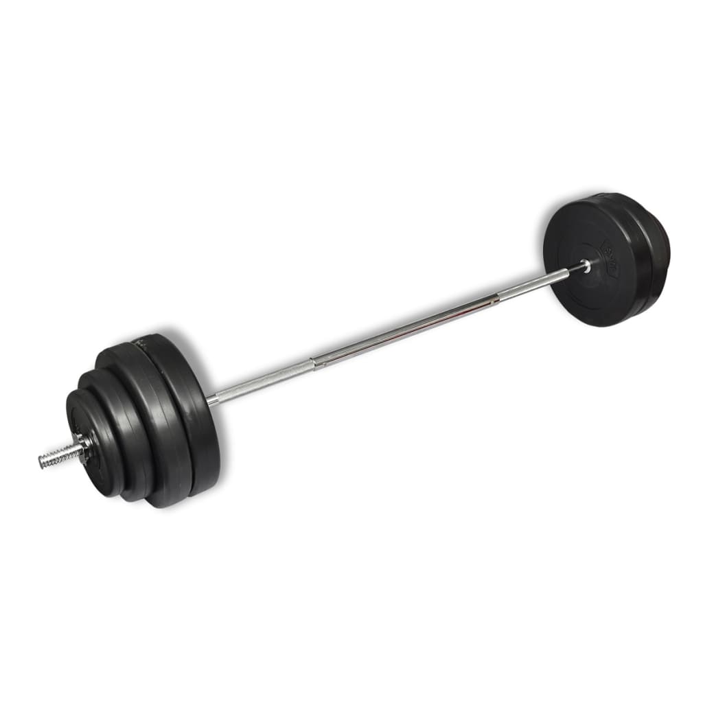 vægtstang med vægtskiver 60 kg billede