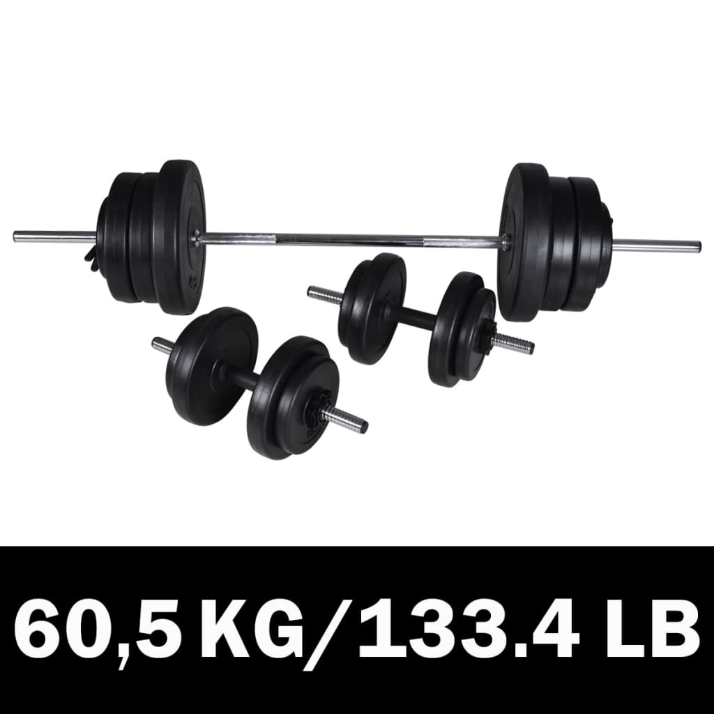 vægtstang + 2 håndvægte 60,5 kg billede