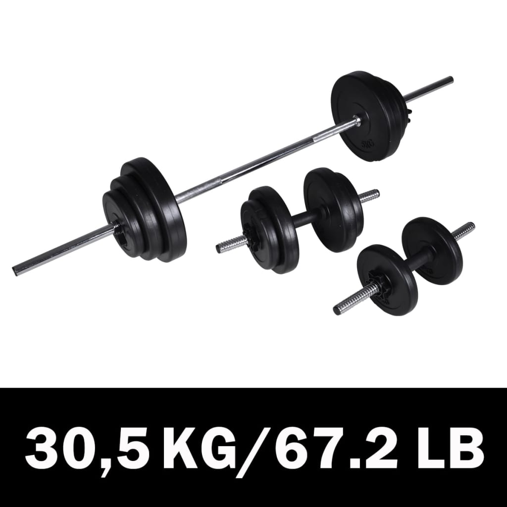 Vægtstang + 2 håndvægte 30,5 kg billede