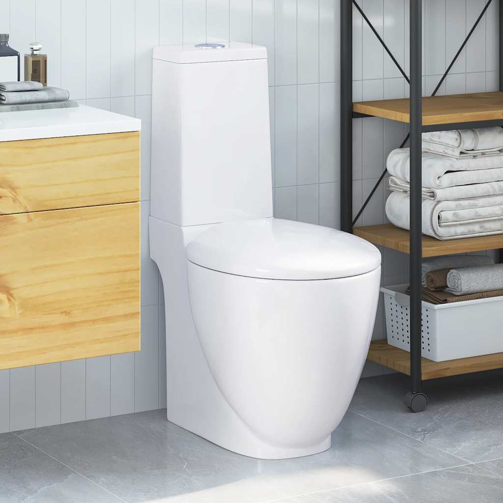 keramisk toilet med afløb bagpå hvid billede