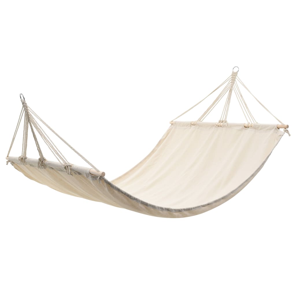 Hængekøje med stang 210 x 150 cm creme billede