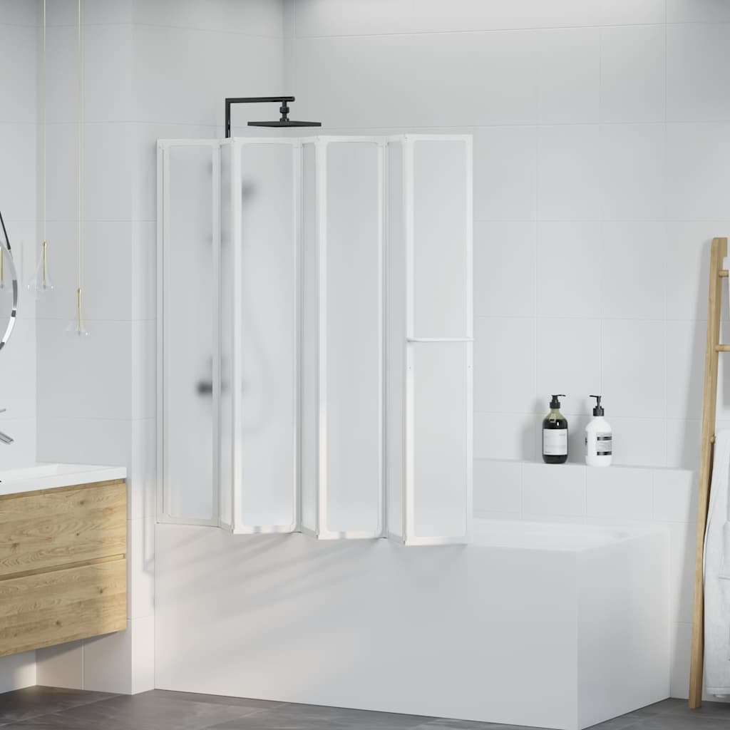 Badskærm 140 × 168 cm - 7 foldbare paneler med håndklædeholder, hvid