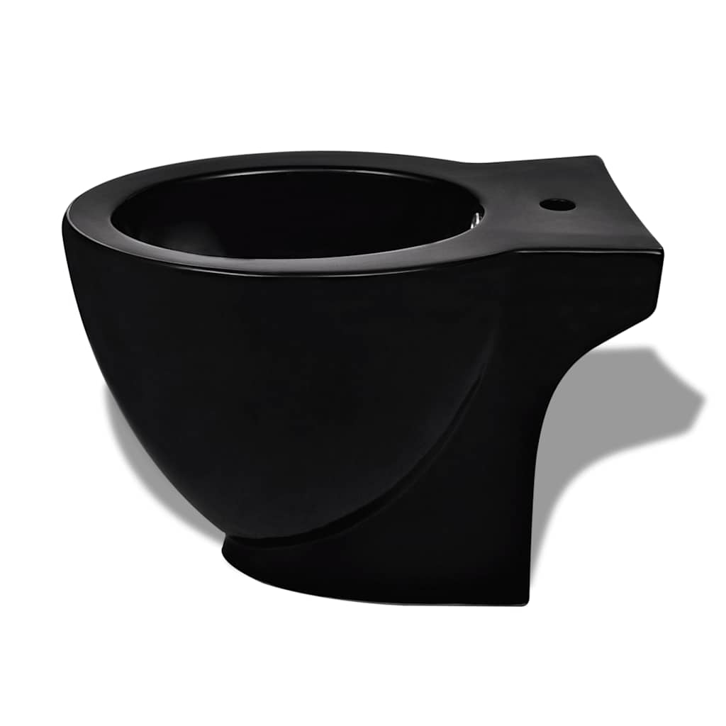 Stående toilet og bidet sæt, sort, keramisk
