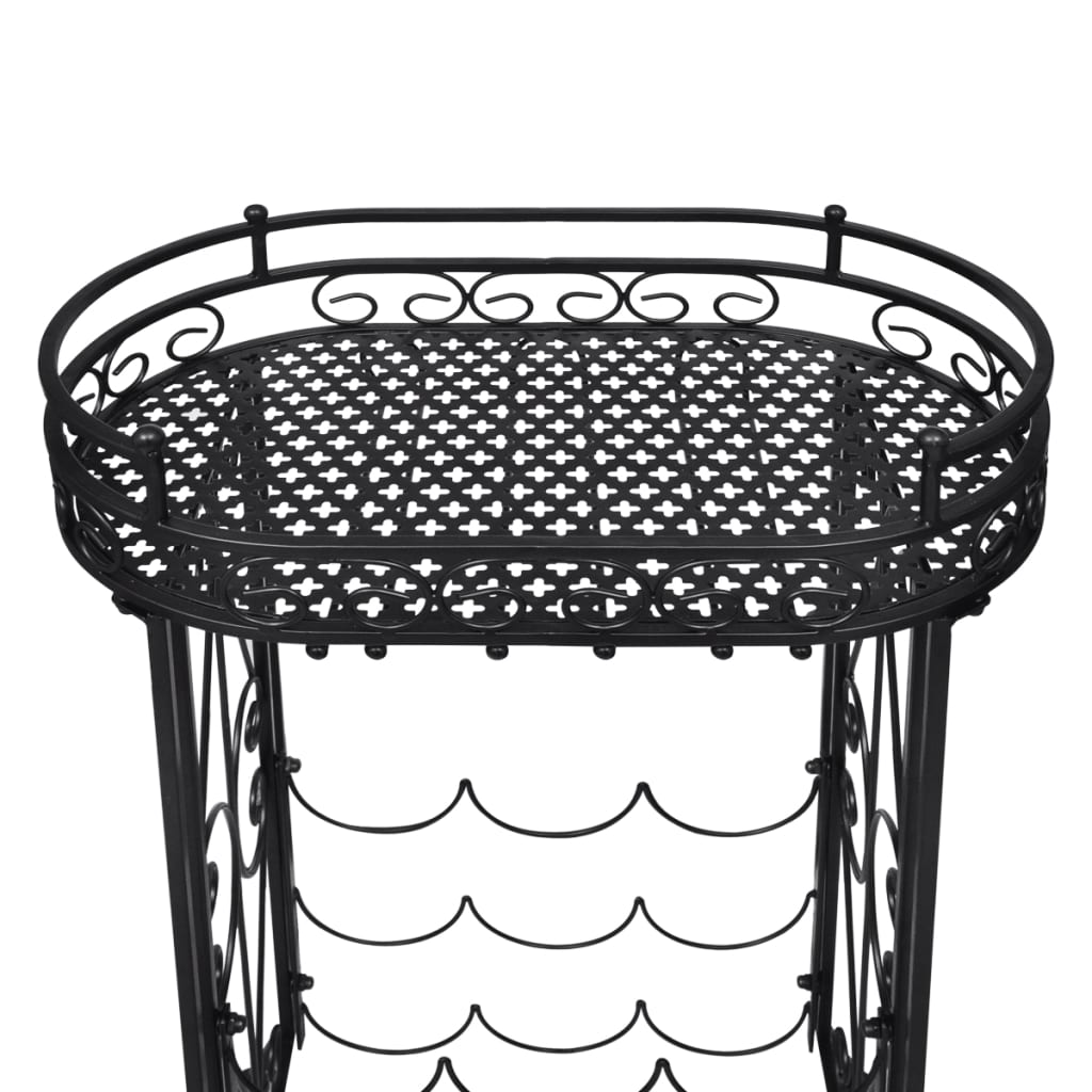 vinreol med glasholder 9 flasker metal