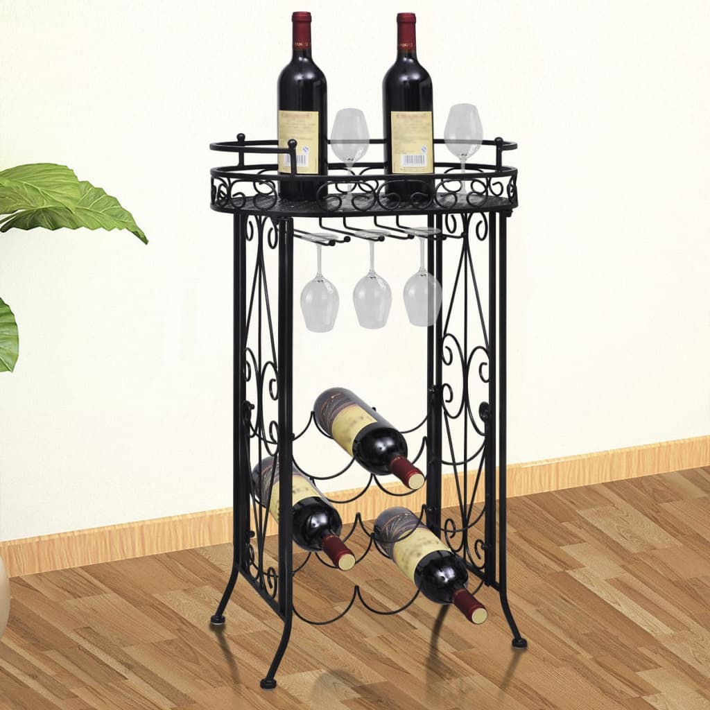vinreol med glasholder 9 flasker metal
