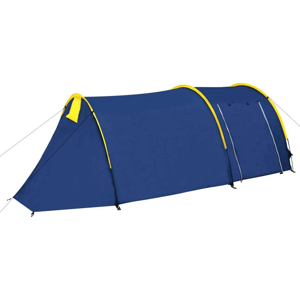 campingtelt 4 personer marineblå og gul