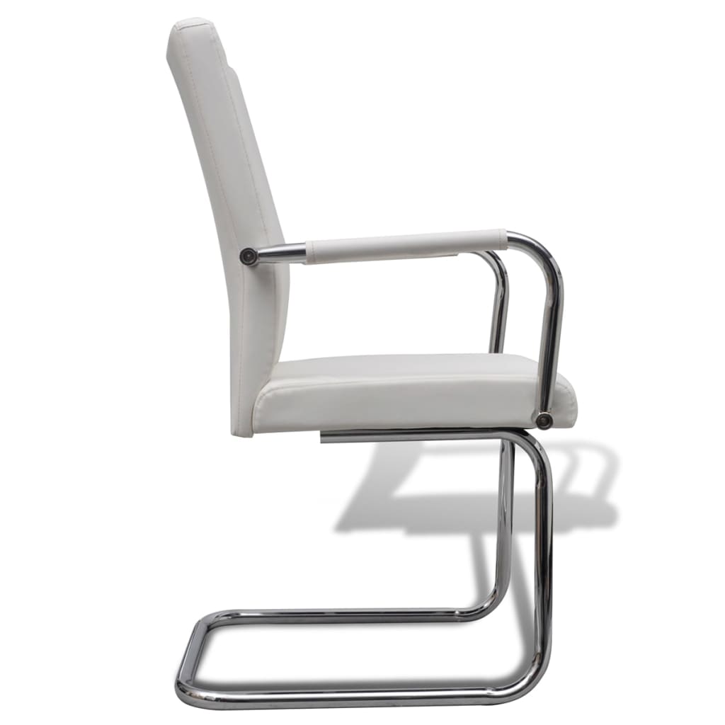 spisebordsstole med cantilever 6 stk. stof hvid