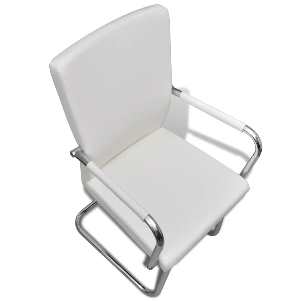 spisebordsstole med cantilever 6 stk. stof hvid