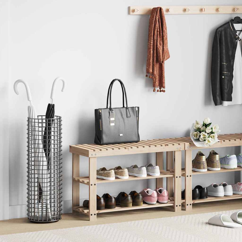 2-i-1 skoreol med bænk i massivt træ - 70 × 29 × 45 cm