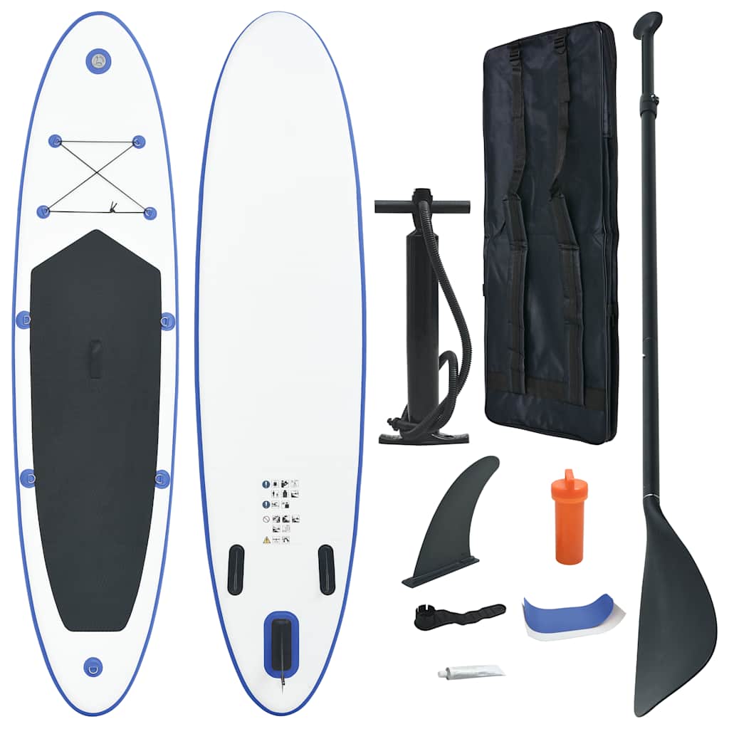 paddleboardsæt SUP oppusteligt blå og hvid billede