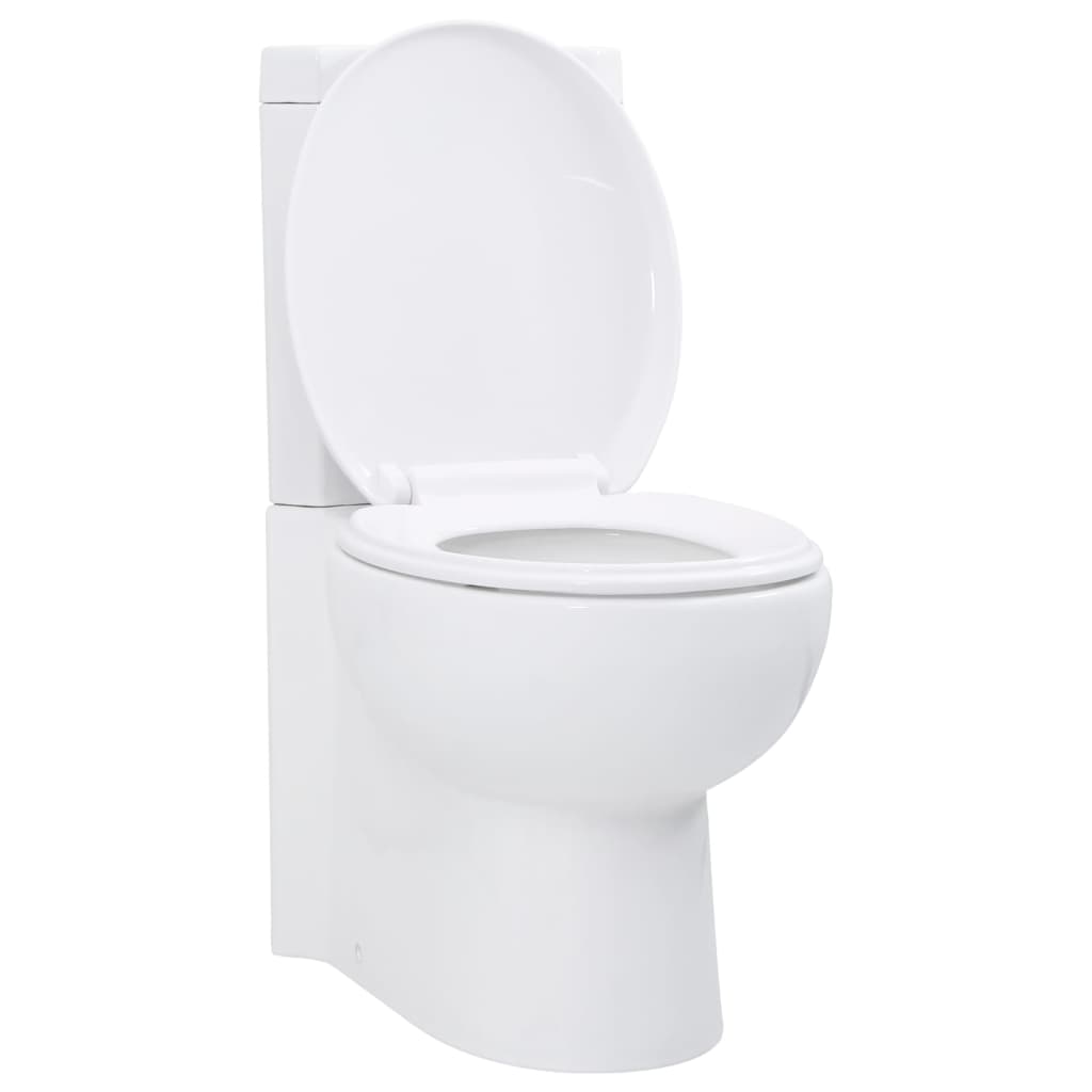 Keramisk hjørnetoilet - hvid, soft-close og dobbelt skyl