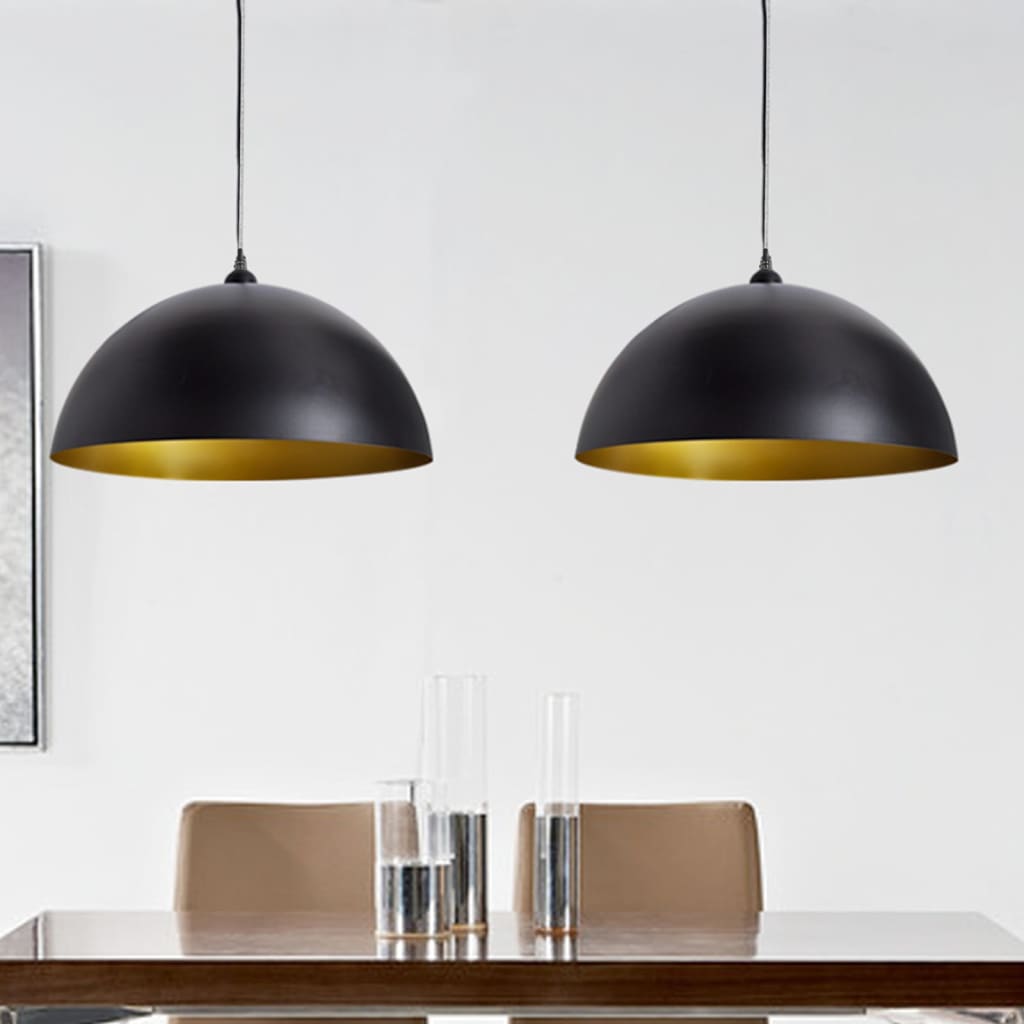 loftslampe halvkugle 2 stk. højdejusterbar sort billede