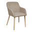 spisebordsstole 2 stk. beige stof massivt egetræ