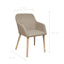 spisebordsstole 2 stk. beige stof massivt egetræ