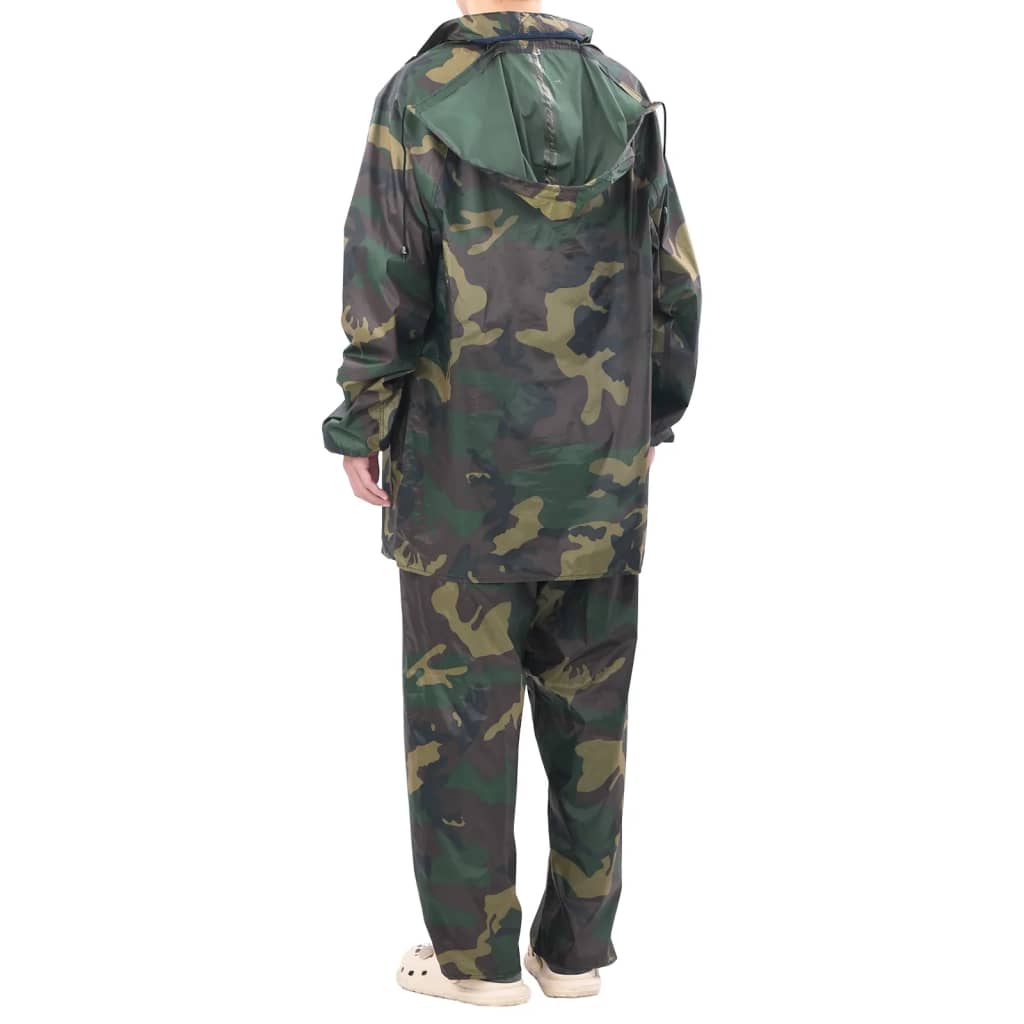 Mænds Camo tryk 2-delt regn kulør med hætte L